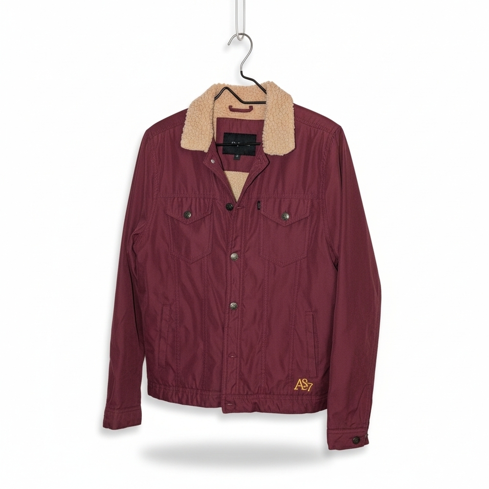 Burgendy Jacket Aeropostal Sherpa Lined with Plush Collar Retro